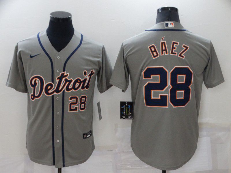 Men Detroit Tigers #28 Baez Grey Game Nike 2022 MLB Jersey